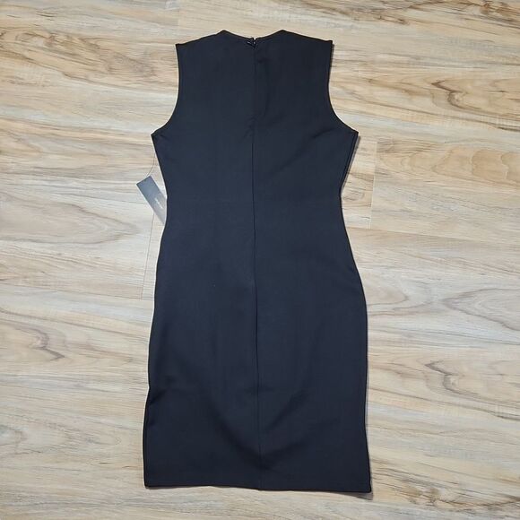 🔺️NWT Lulu's Black Ruched Bodycon Deep Vneck Cocktail Dress Small - Picture 3 of 10